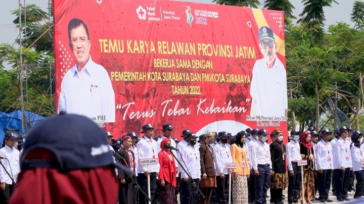 Teks foto: Temu Karya Relawan PMI se-Jawa Timur. Stadion Gelora Bung Tomo/RMOLJatim