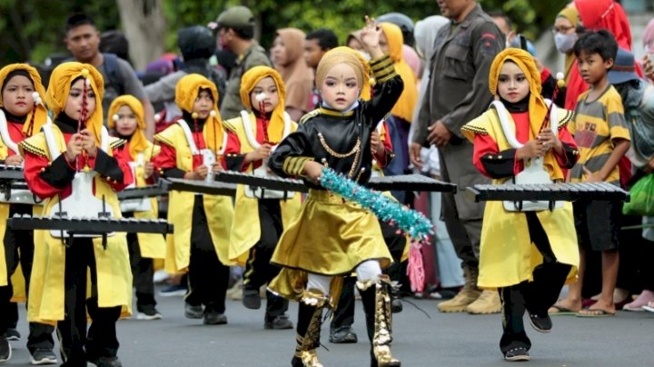 Caption : Peserta Marching Band saat unjuk kebolehan di gelaran Wali Kota Cup