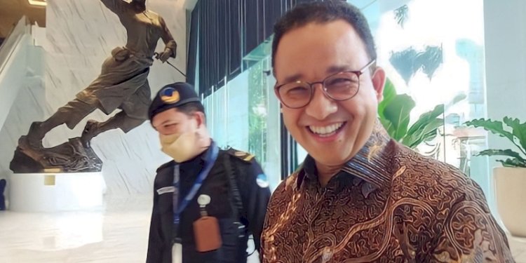 Anies Baswedan saat tiba di Nasdem Tower/RMOL