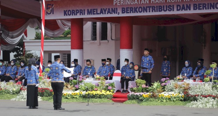 Upacara HUT ke-51 KORPRI di Balai Kota Surabaya/ist