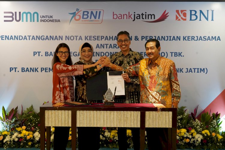 Penandatanganan Nota Kesepahaman PT Bank Pembangunan Daerah Jawa Timur Tbk (bankjatim) dan PT Bank Negara Indonesia Tbk (BNI)/Ist 