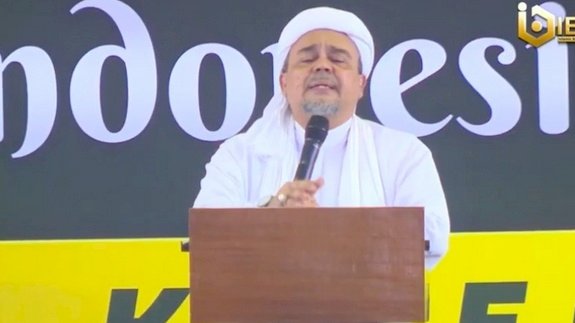 Habib Rizieq Shihab saat hadiri Reuni 212 di Masjid Agung At-Tin, Jakarta Timur/Repro