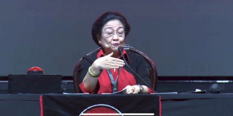 Ketua Umum PDI Perjuangan, Megawati Soekarnoputri saat pidato di acara punak HUT PDIP/RMOL