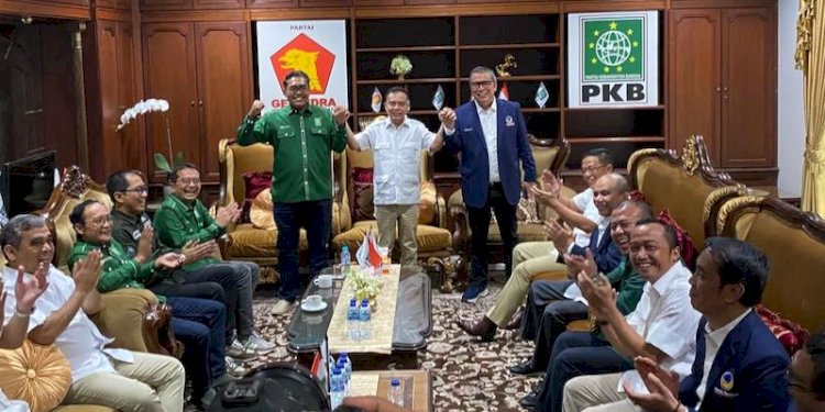 Wakil Ketua Umum DPP PKB, Jazilul Fawaid bersama Ketua Harian Gerindra dan Wakil Ketua Umum Nasdem Ahmad Ali di Sekber Gerindra-PKB/RMOL