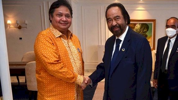 Ketua Umum Partai Golkar, Airlangga Hartarto dan Ketua Umum Partai Nasdem, Surya Paloh/Ist