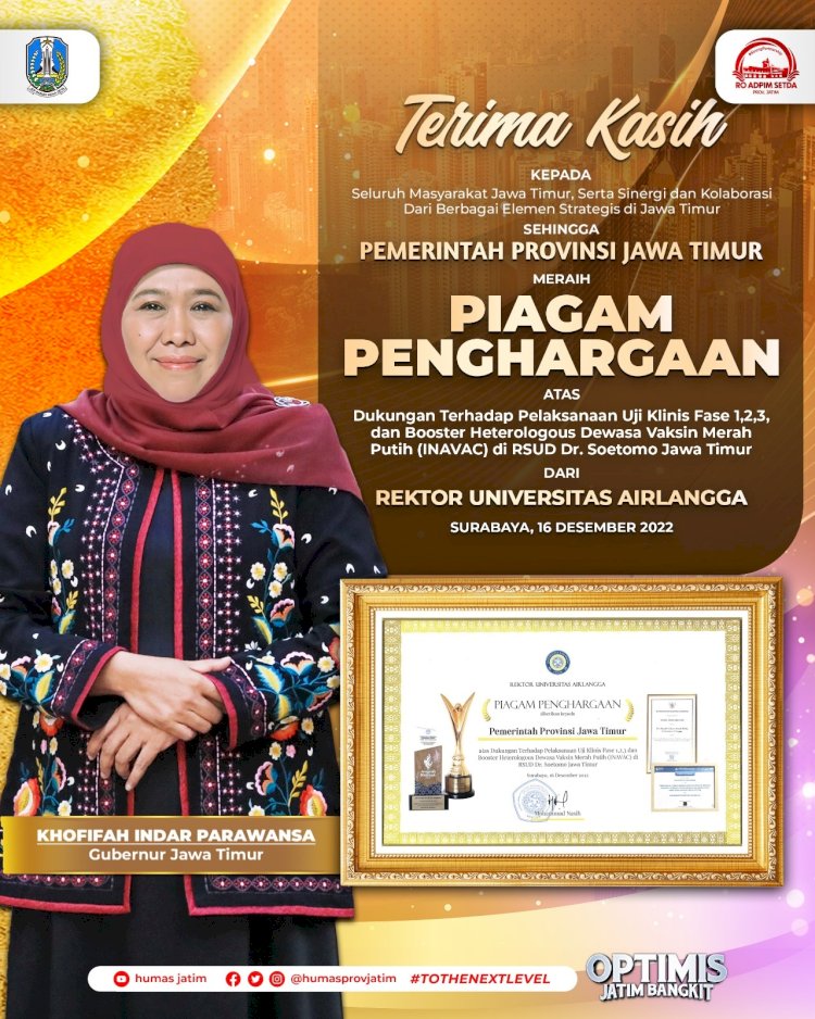 Gubernur Khofifah raih penghargaan dari Unair/IST