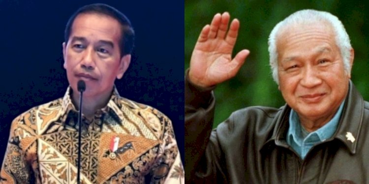Kolase Presiden RI Joko Widodo dan Presiden kedua RI, Soeharto/Repro
