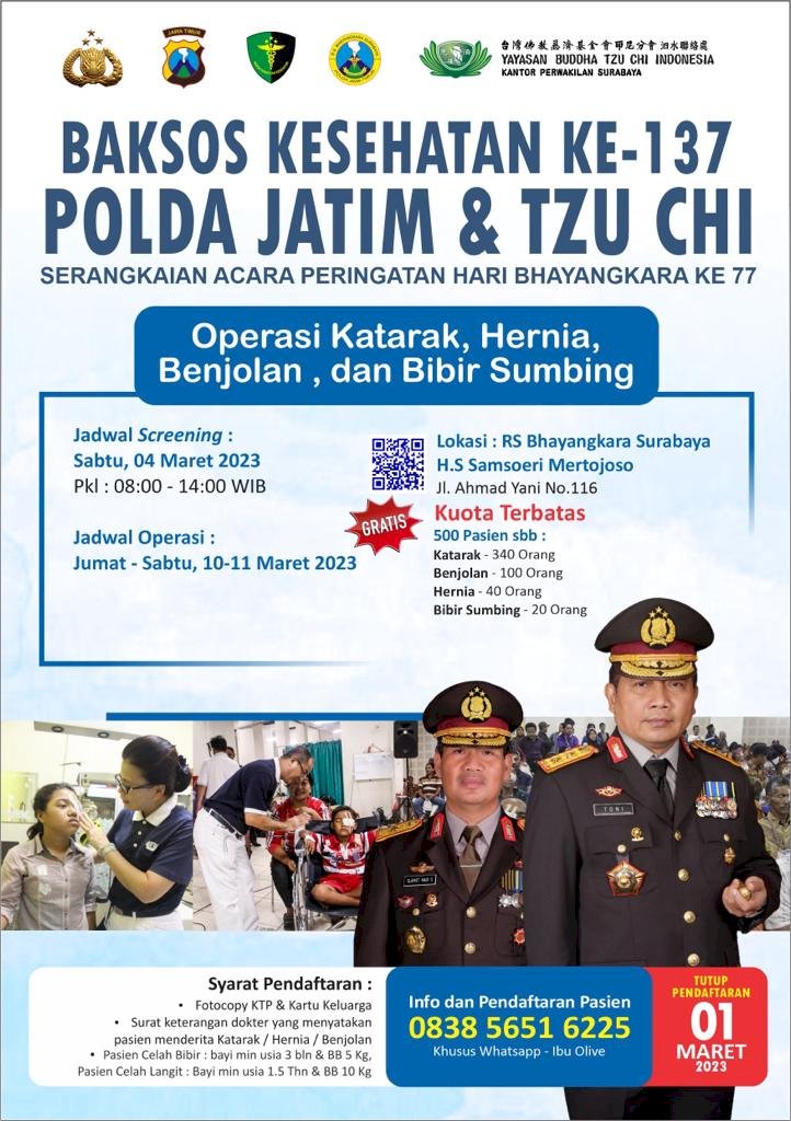 Pamflet baksos kesehatan Biddokkes Polda Jatim/IST