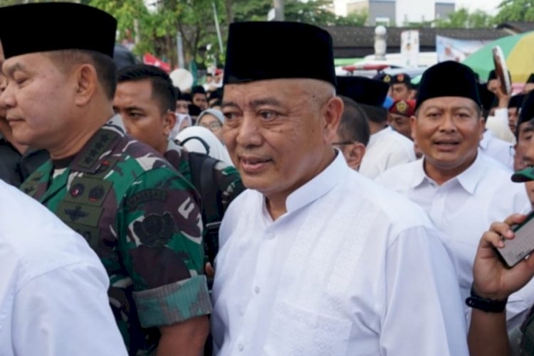 Bupati Malang HM Sanusi bersama Wakil Bupati Didik Gatot Subroto saat menghadiri Puncak Harlah 1 Abad NU di GOR Delta Sidoarjo/IST