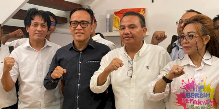 Ketua Umum GP Mania, Immanuel Ebenezer, saat pembubaran relawan GP Mania/RMOL