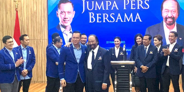 Ketua Umum Partai Demokrat Agus Harimurti Yudhoyono seusai menggelar pertemuan bersama Ketua Umum Nasdem Surya Paloh/RMOL