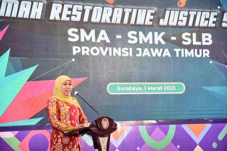 Gubernur Jawa Timur Khofifah Indar Parawansa secara resmi meluncurkan Program Rumah Restorative Justice Sekolah (RRJS) 2023/ist