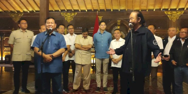 Ketua Umum Partai Nasdem Surya Paloh usai bertemu Ketua Umum Partai Gerindra Prabowo Subianto/RMOL