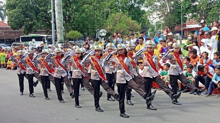 Foto : Aksi Polisi Cilik di Mapolres Bondowoso/RMOLJatim 