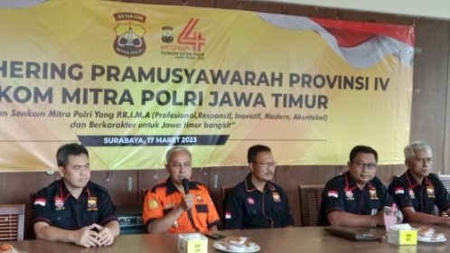 Teks foto: Senkom Mitra Polri Provinsi Jawa Timur saat konferensi pers/RMOLJatim