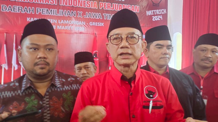 Konsolidasi Akbar PDIP Dapil X Lamongan - Gresik di Gedung Korpri Lamongan, Sabtu (18/3/2023)/RMOLJatim 