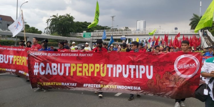 Demo Aliansi Gerakan Buruh Bersama Rakyat (Gebrak) menolak Perppu Cipta Kerja beberapa waktu lalu/RMOL