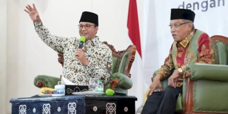 Anies Baswedan saat mengunjungi pondok pesantren Al-Tsaqafah pimpinan KH Said Aqil Siradj/Ist