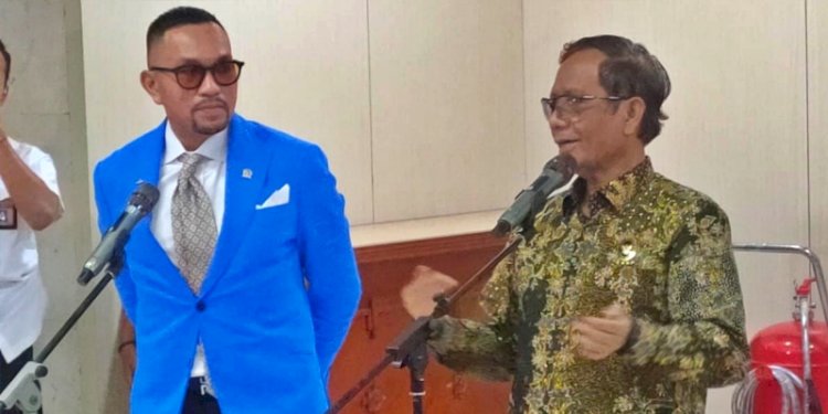 Wakil Ketua Komisi III DPR RI Ahmad Sahroni dan Ketua Komite Nasional Tindak Pidana Pencucian Uang (TPPU) Mahfud MD/RMOL