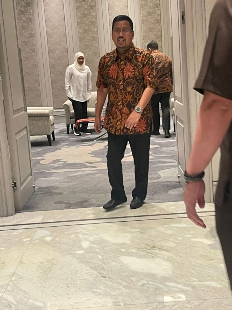 Ketua DPD Gerindra Jatim Anwar Sadad terlihat mendampingi pertemuan antara Gubernur Jatim Khofifah Indar Parawansa dan Sekjen Gerindra Ahmad Muzani/ist