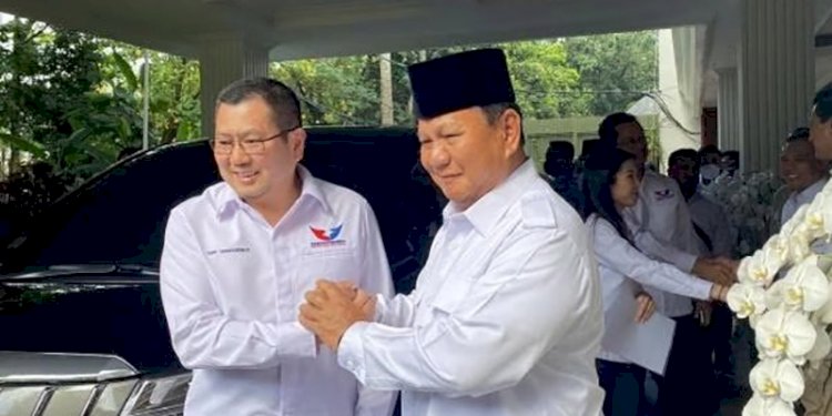 Ketua Umum Perindo Hary Tanoesoedibjo berkunjung ke kediaman Ketua Umum Gerindra Prabowo Subianto di Jalan Kertanegara, Kebayoran Baru, Jakarta Selatan pada Rabu (5/4)/Ist