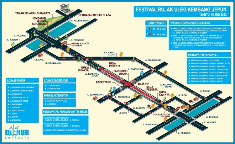 Gambar pengalihan arus lalin Jelang Event Festival Rujak Uleg 2023/RMOLJatim