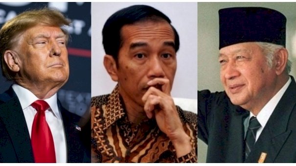  Kolase Presiden ke-45 AS Donald Trump, Presiden RI Joko Widodo, dan Presiden ke-2 RI Soeharto/Net