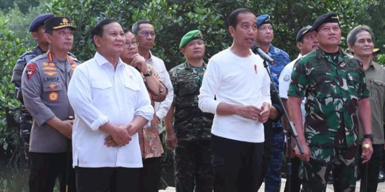 Presiden Jokowi di acara Puncak Penanaman Mangrove Nasional di Taman Wisata Alam (TWA) Angke Kapuk, Jakarta Utara, Senin (15/5)/RMOL