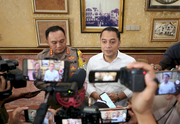 Wali Kota Eri bersama Kapolrestabes Surabaya Kombes Pol Pasma Royce/RMOLJatim