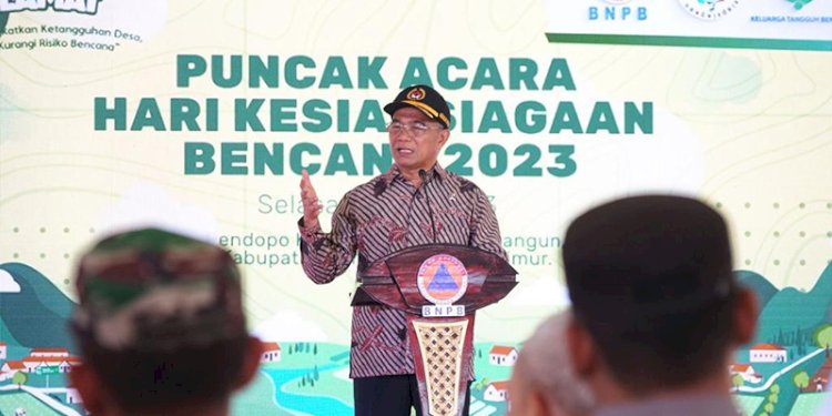 Menko PMK saat menghadiri puncak acara Hari Kesiapsiagaan Bencana (HKB) tahun 2023/ist