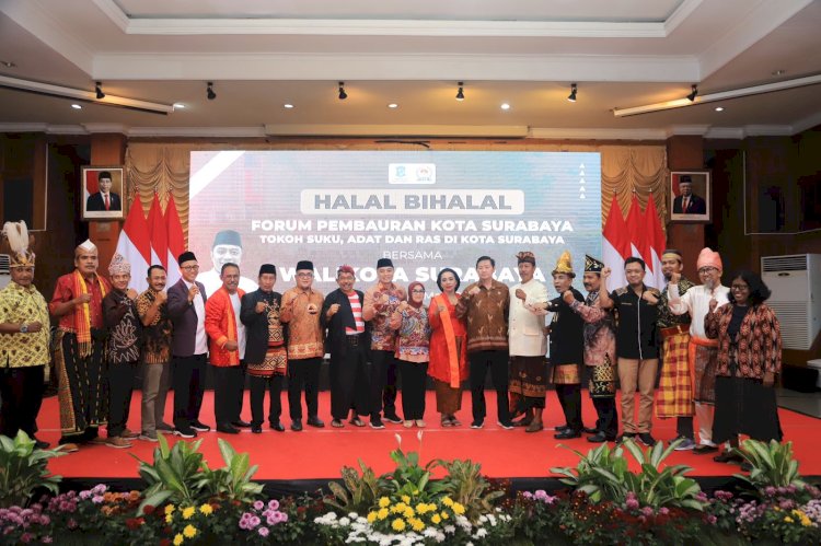 Wali Kota Eri halal bihalal dengan forum pembauran Kota Surabaya, tokoh suku, adat dan ras di Kota Surabaya/ist