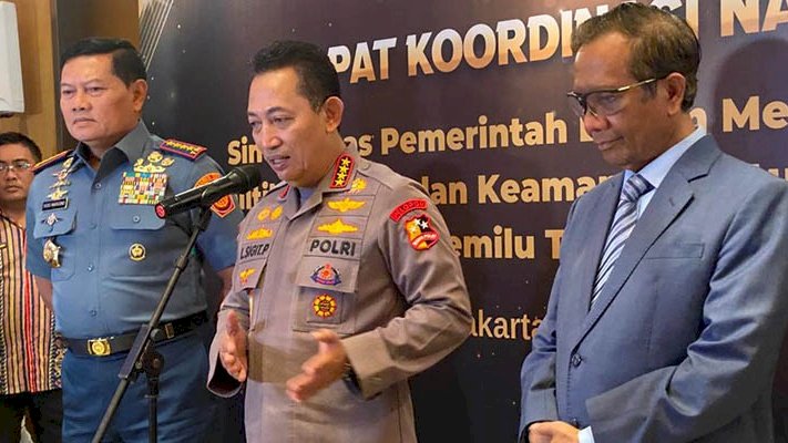 Kapolri Jenderal Listyo Sigit Prabowo memberikan keterangan kepada awak media usai Rapat Koordinasi Nasional Sinergitas Stabilitas Pemilu, Senin (29/5)/RMOL