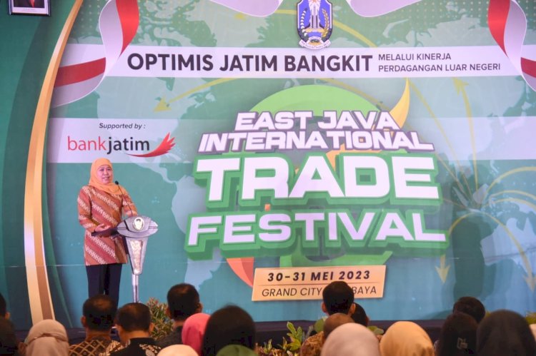 Gubernur Khofifah pada penutupan East Java International Trade Festival (EJITF) di Grand City, Surabaya/Ist