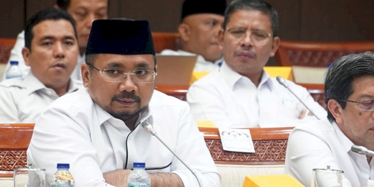 Menteri Agama Yaqut Cholil Qoumas saat mengikuti rapat kerja dengan Komisi VIII DPR RI/Ist