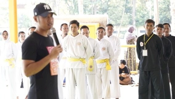 Bupati Tuban Aditya Halindra Faridzky membuka Kejuaraan Silat Bupati Tuban Cup tahun 2023 di GOR Rangga Jaya Anoraga Tuban