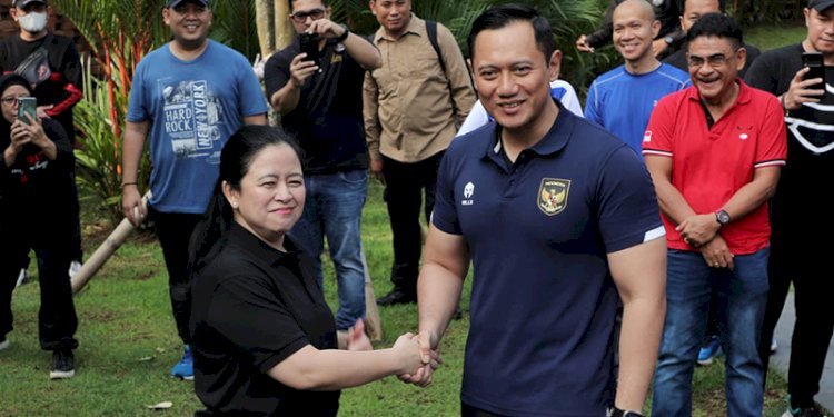  Ketua DPP PDI Perjuangan, Puan Maharani saat bertemu Ketua Umum Demokrat Agus Harimurti Yudhoyono (AHY) di Hutan Kota Plataran Senayan, Jakarta Pusat/RMOL