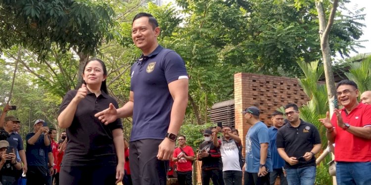 Puan Maharani saat bertemu Agus Harimurti Yudhoyono di Pelataran Hutan Kota, Senayan, Jakarta Minggu (18/6)/Ist