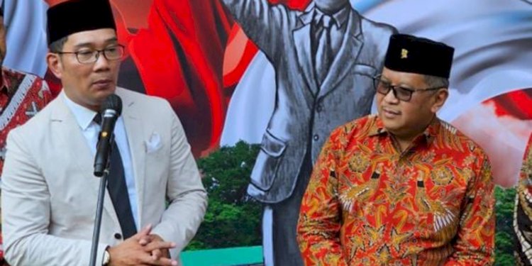 Gubernur Jabar, Ridwan Kamil, dan Sekjen PDIP, Hasto Kristiyanto/Net