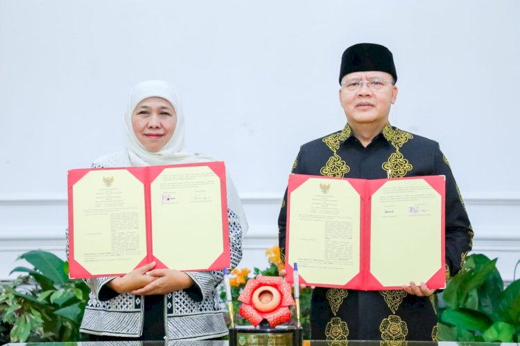 Gubernur Jawa Timur Khofifah Indar Parawansa dan Gubernur Bengkulu Rohidin Mersyah/Ist