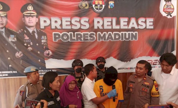 Press release penangkapan pembunuh Miftachul Barokah di polres Madiun/rmol.