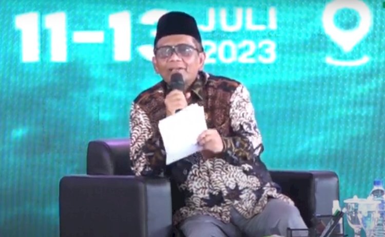 Menkopolhukam Mahfud MD saat menghadiri Halaqah Ulama Nasional di Pesantren Sunan Derajat Paciran, Kabupaten Lamongan/RMOLJatim 