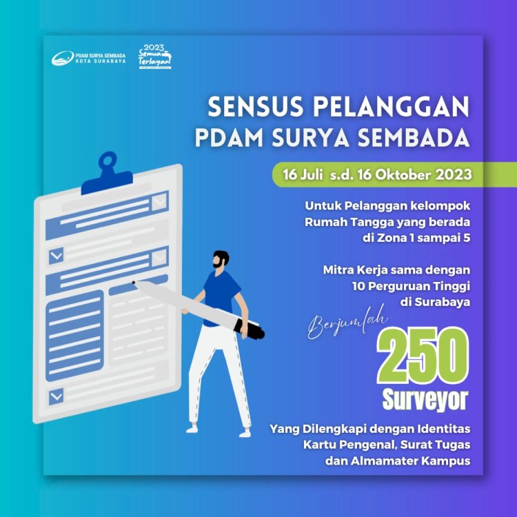 Sensus Pelanggan PDAM Surabaya/ist