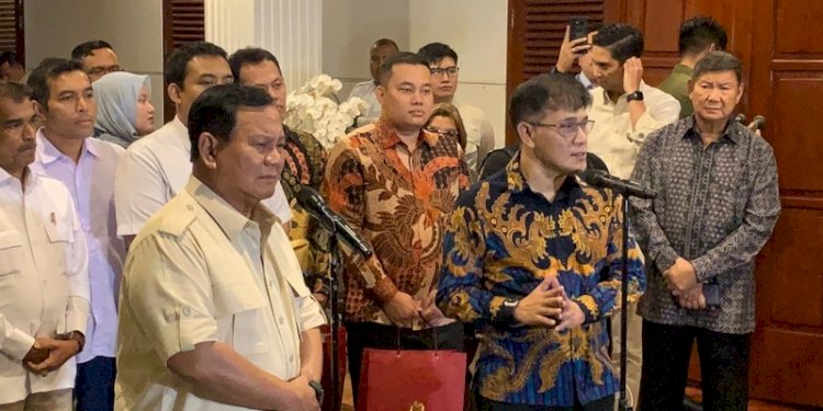 Konferensi pers usai pertemuan Prabowo Subianto dan Budiman Sudjatmiko, Selasa (18/7)/RMOL