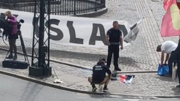 Aksi pembakaran Al Quran di Kopenhagen, Denmark pada 21 Juli 2023/Net