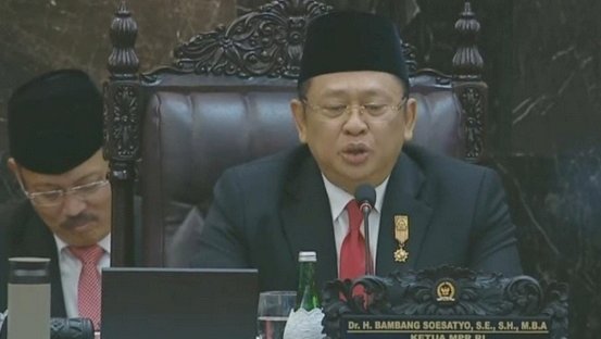 Ketua MPR RI, Bambang Soesatyo membuka sidang tahunan MPR RI di Komplek Parlemen, Senayan, Jakarta, Selasa (16/8)/Repro