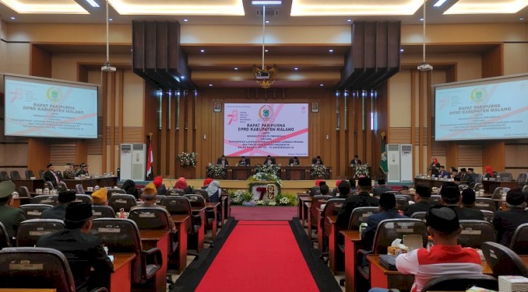 Suasana Sidang Paripurna menyambut Pidato Kenegaraan Presiden RI dalam rangka HUT RI ke-78 di Gedung DPRD Kabupaten Malang/RMOLJatim