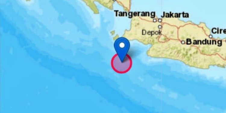 Pusat gempa berada di 96 km baratdaya Muara Binuangeun, Lebak, Banten/Net