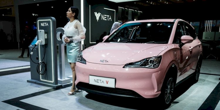 Warna pastel Neta V, mobil listrik yang dipamerkan pada ajang GIIAS 2023/Net