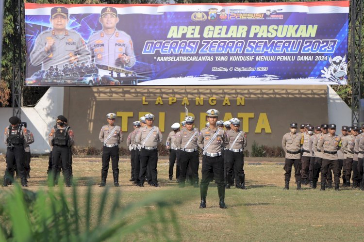 Apel Gelar Pasukan Operasi Zebra Semeru 2023 di lapangan Tribrata Polres Madiun/ist