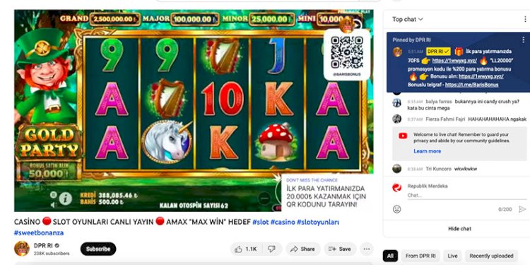 Situs YouTube DPR RI diretas siarkan judi online/Net